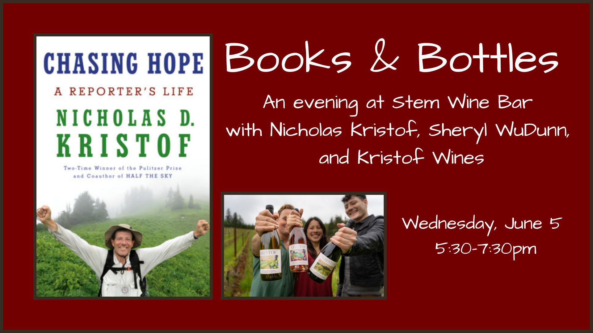 Books & Bottles: An evening at Stem Wine Bar with Kristof Wines